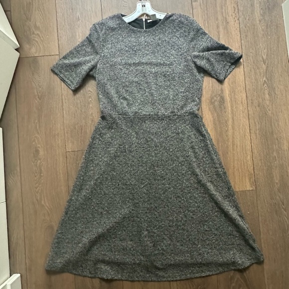 Tweed style midi dress (large) with crew neck and above elbow sleeves - Picture 3 of 7